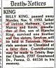 Billy Charles King obituary